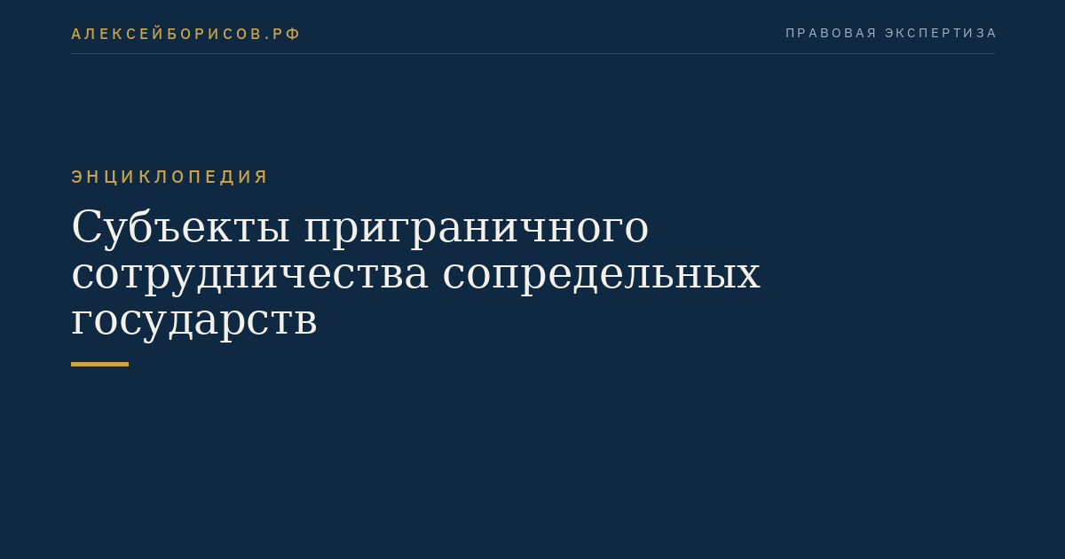 Субъекты приграничного сотрудничества сопредельных государств