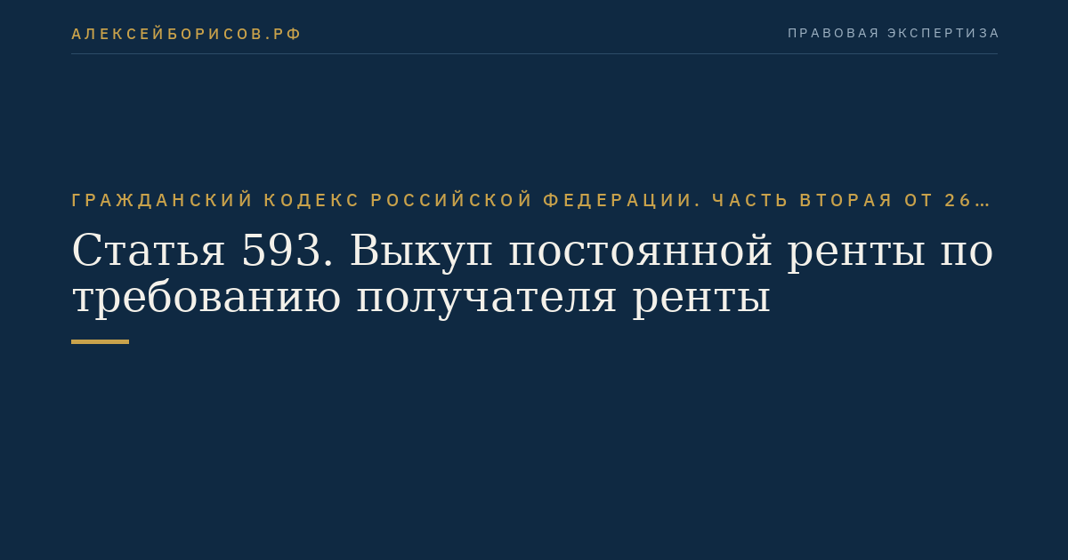 Статья 593. Выкуп постоянной ренты по требованию получателя ренты