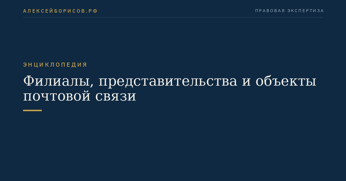 Филиалы, представительства и объекты почтовой связи