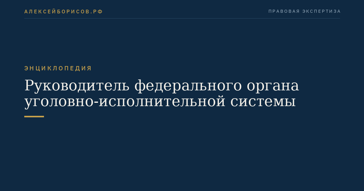 Руководитель федерального органа уголовно-исполнительной системы