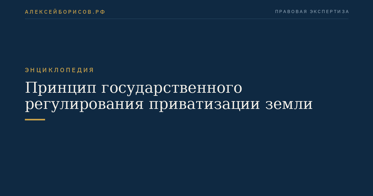 Принцип государственного регулирования приватизации земли