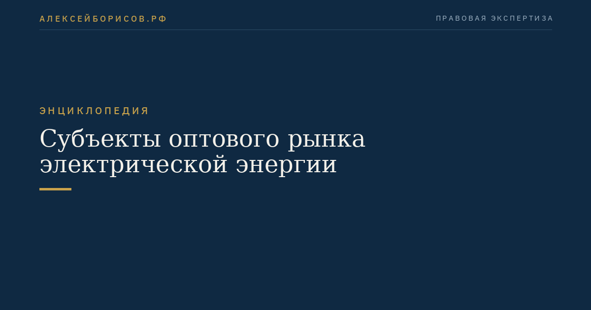 Субъекты оптового рынка электрической энергии