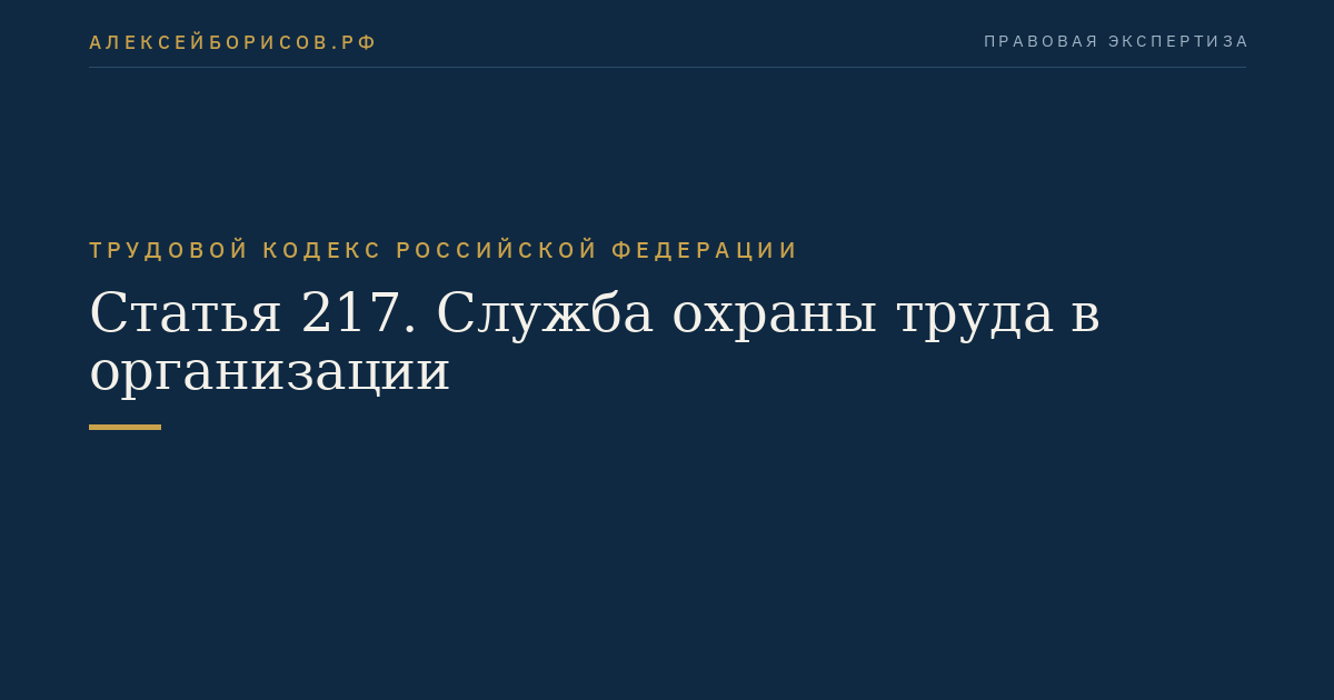 Статья 217. Служба охраны труда в организации