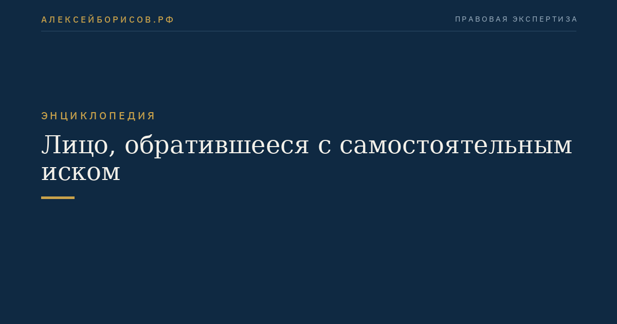 Лицо, обратившееся с самостоятельным иском