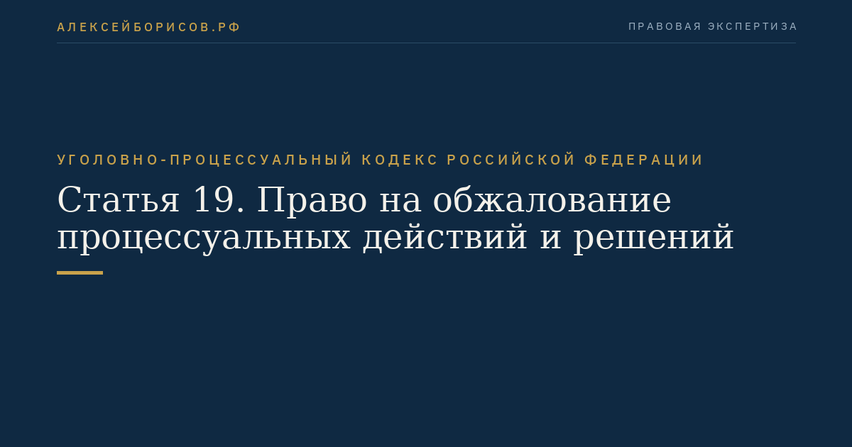 Статья 19. Право на обжалование процессуальных действий и решений
