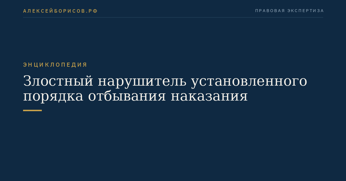 Злостный нарушитель установленного порядка отбывания наказания
