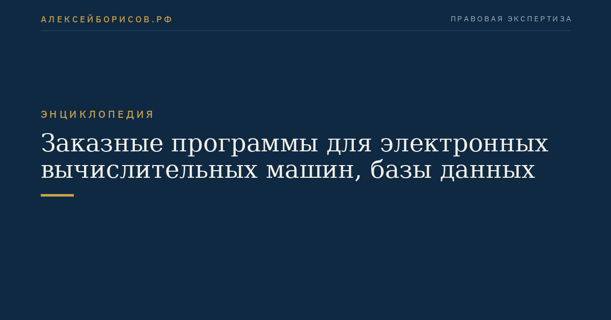 Заказные программы для электронных вычислительных машин, базы данных