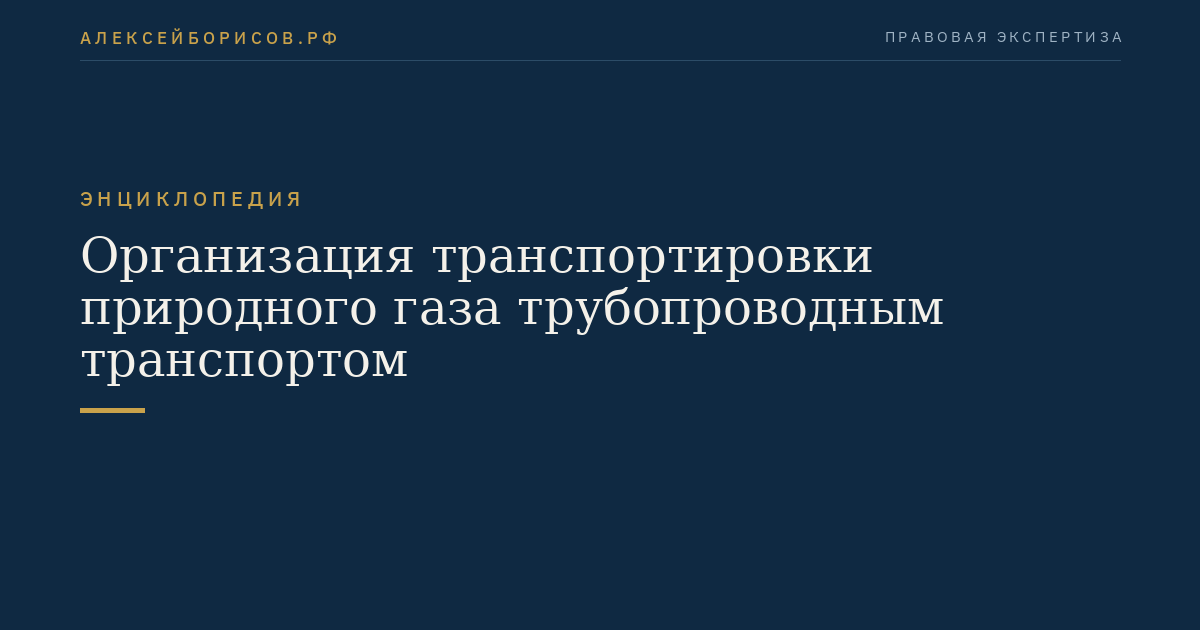 Организация транспортировки природного газа трубопроводным транспортом