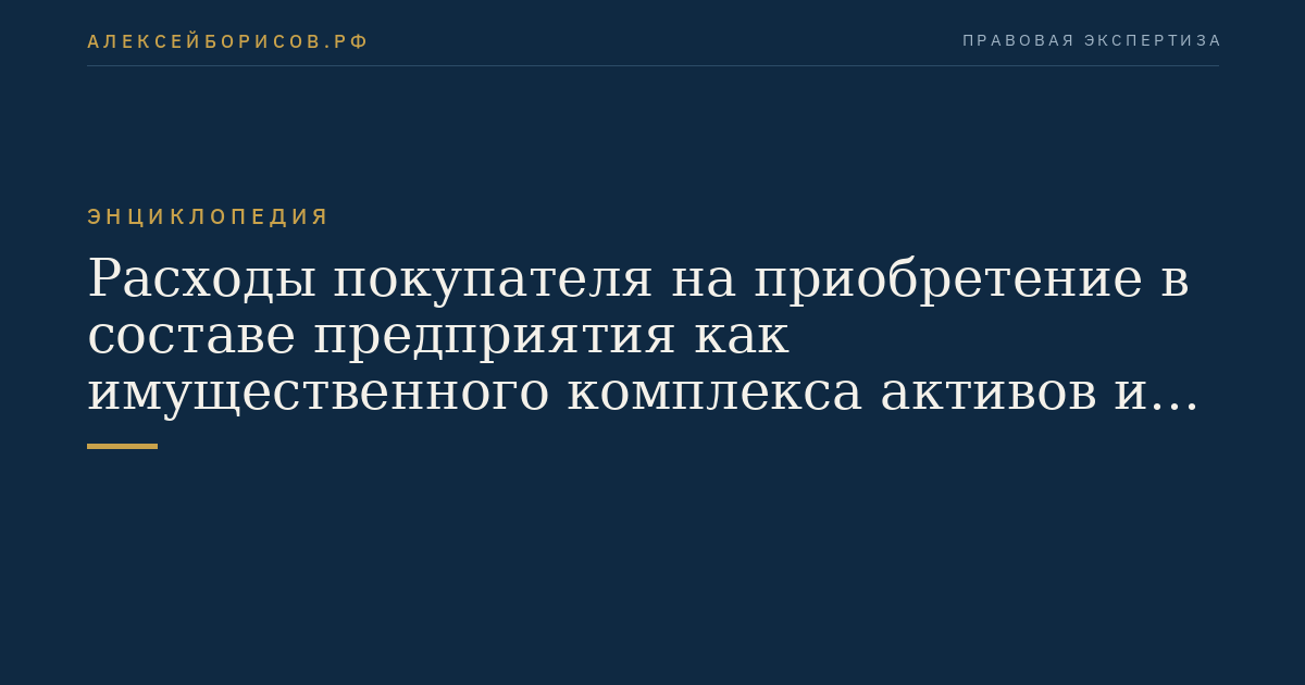 Расходы покупателя на приобретение в составе предприятия как имущественного комплекса активов и имущественных прав