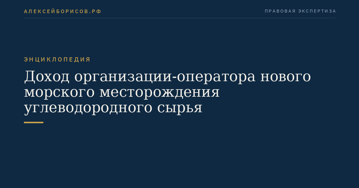Доход организации-оператора нового морского месторождения углеводородного сырья