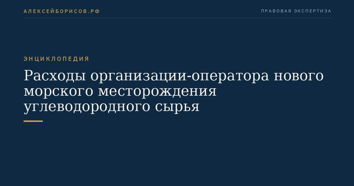 Расходы организации-оператора нового морского месторождения углеводородного сырья