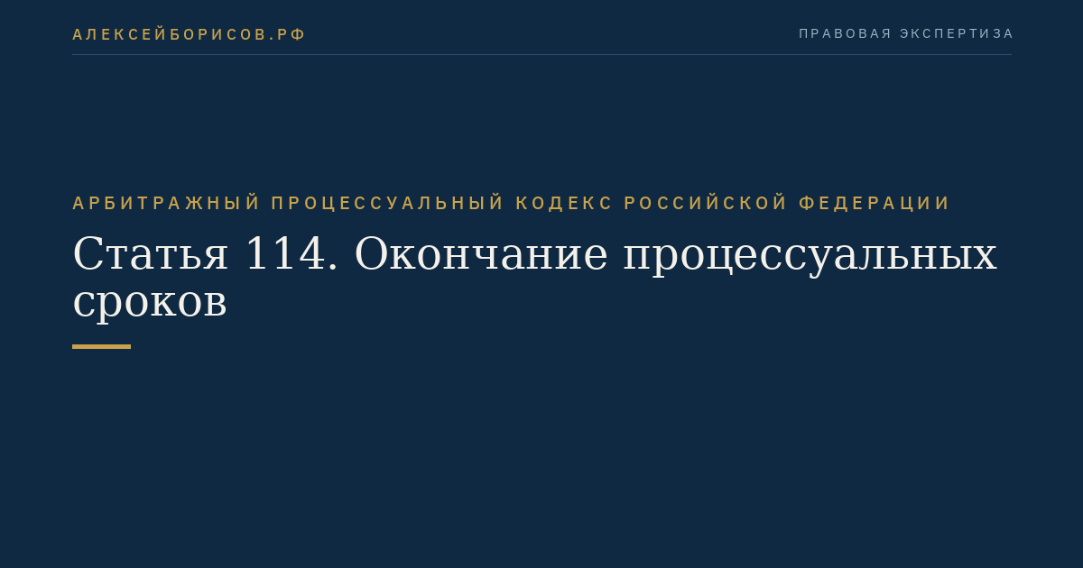 Статья 114. Окончание процессуальных сроков
