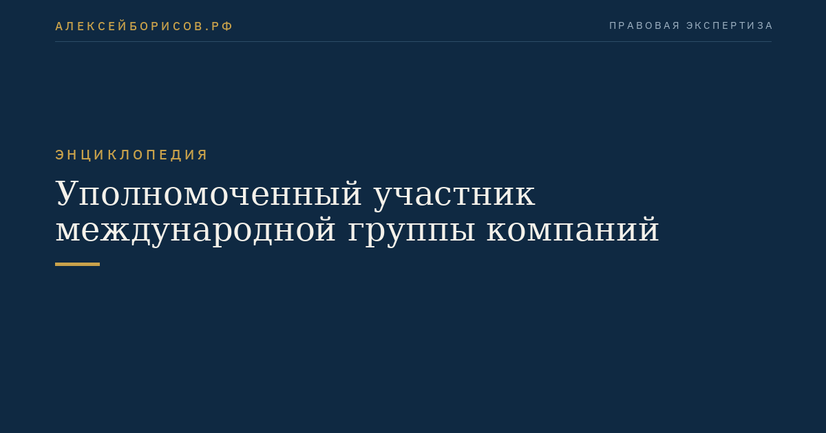 Уполномоченный участник международной группы компаний