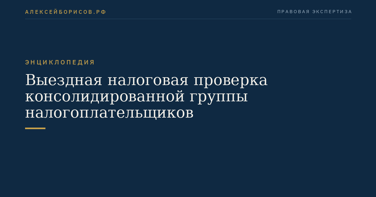 Выездная налоговая проверка консолидированной группы налогоплательщиков