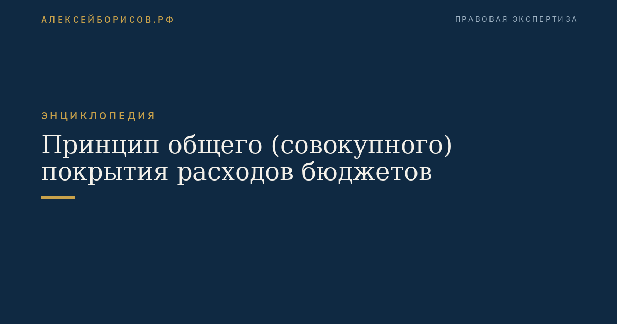 Принцип общего (совокупного) покрытия расходов бюджетов