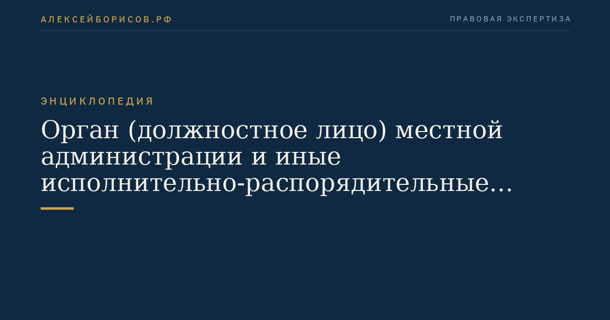 Орган (должностное лицо) местной администрации и иные исполнительно-распорядительные органы муниципального района (городского округа с внутригородским делением)