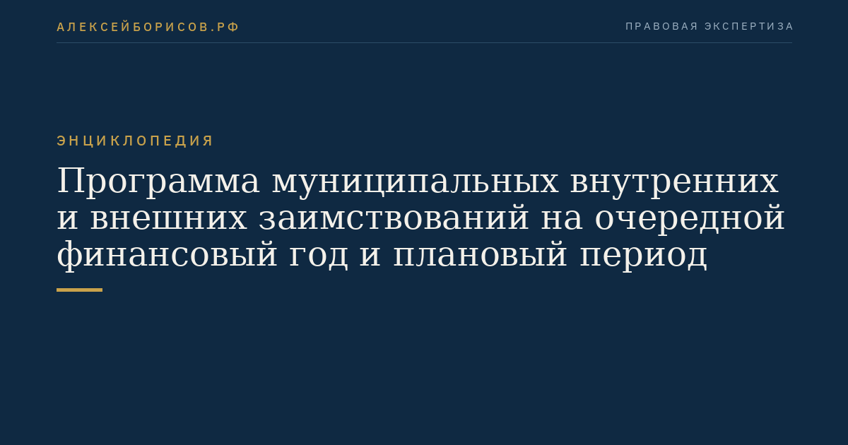 Программа муниципальных внутренних и внешних заимствований на очередной финансовый год и плановый период