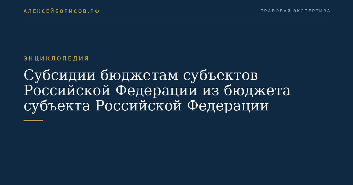 Субсидии бюджетам субъектов Российской Федерации из бюджета субъекта Российской Федерации