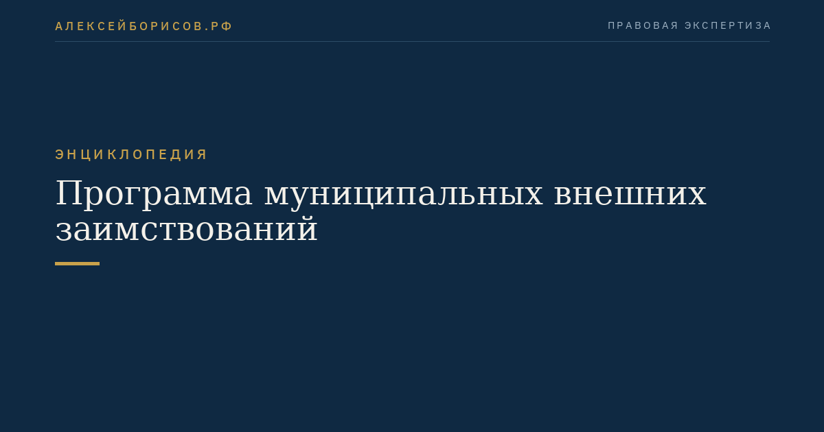 Программа муниципальных внешних заимствований