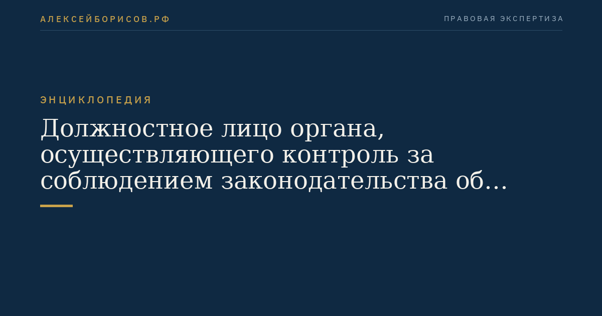 Должностное лицо органа, осуществляющего контроль за соблюдением законодательства об архивном деле