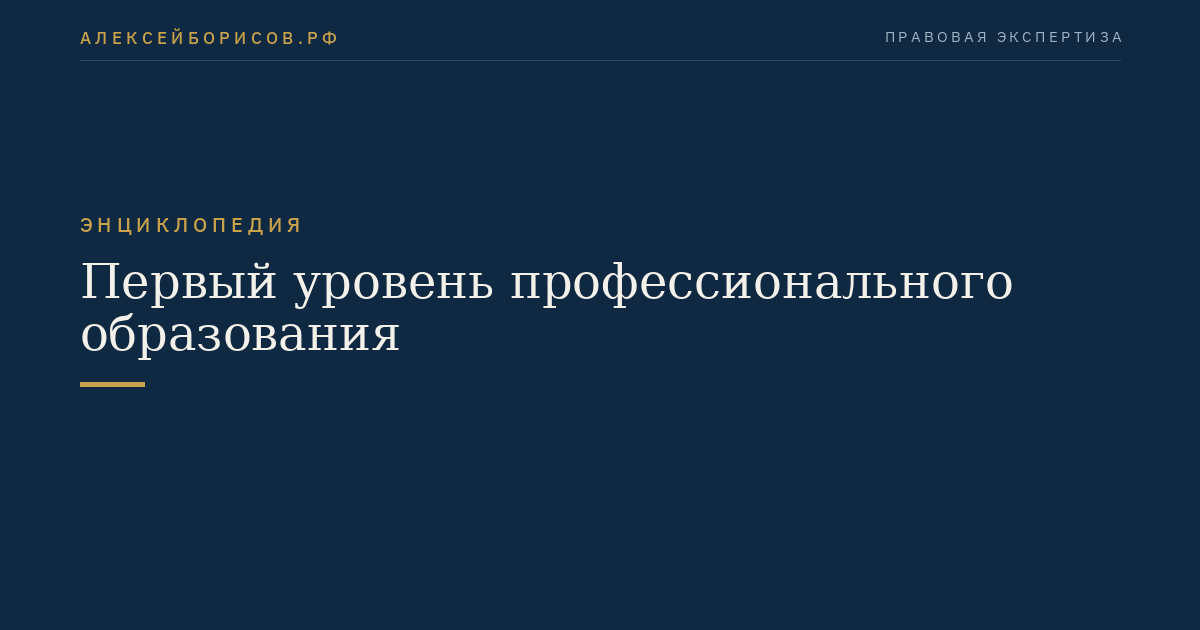 Первый уровень профессионального образования