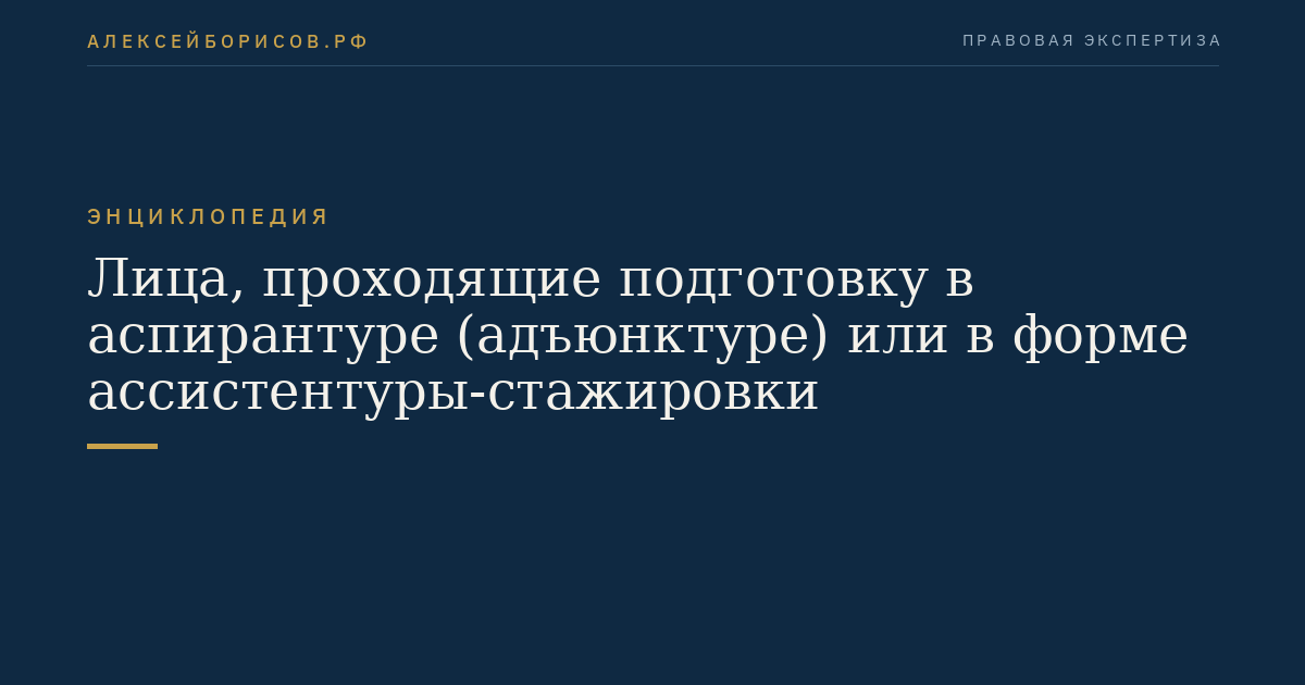Лица, проходящие подготовку в аспирантуре (адъюнктуре) или в форме ассистентуры-стажировки