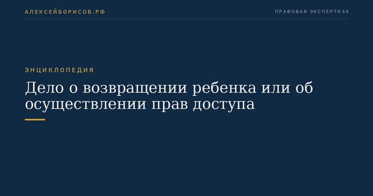 Дело о возвращении ребенка или об осуществлении прав доступа