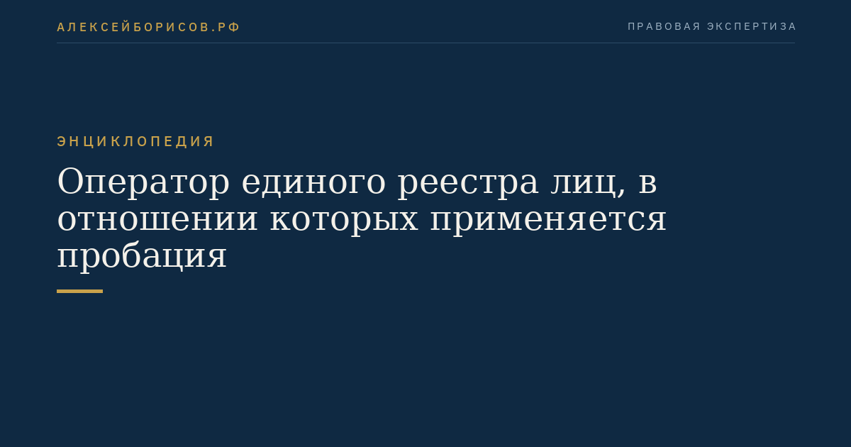 Оператор единого реестра лиц, в отношении которых применяется пробация