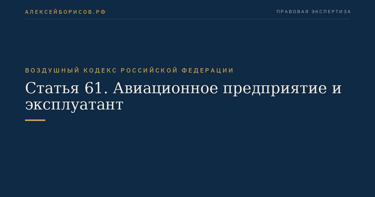 Статья 61. Авиационное предприятие и эксплуатант