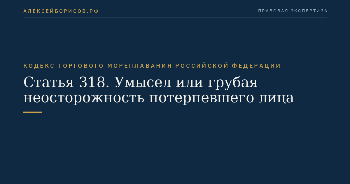 Статья 318. Умысел или грубая неосторожность потерпевшего лица