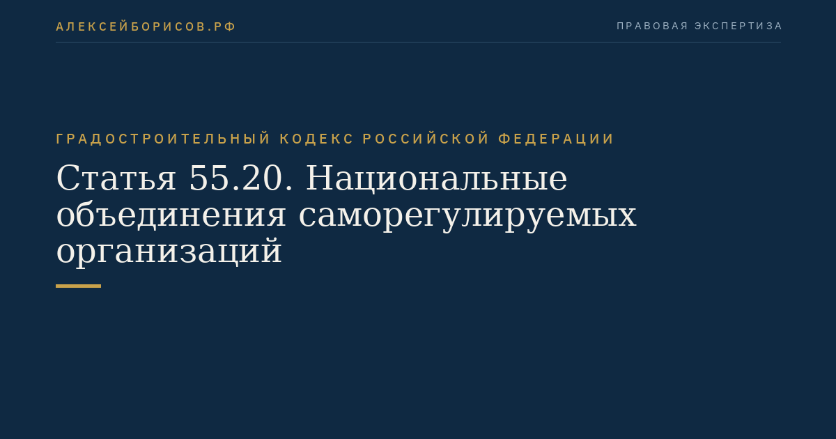 Статья 55.20. Национальные объединения саморегулируемых организаций