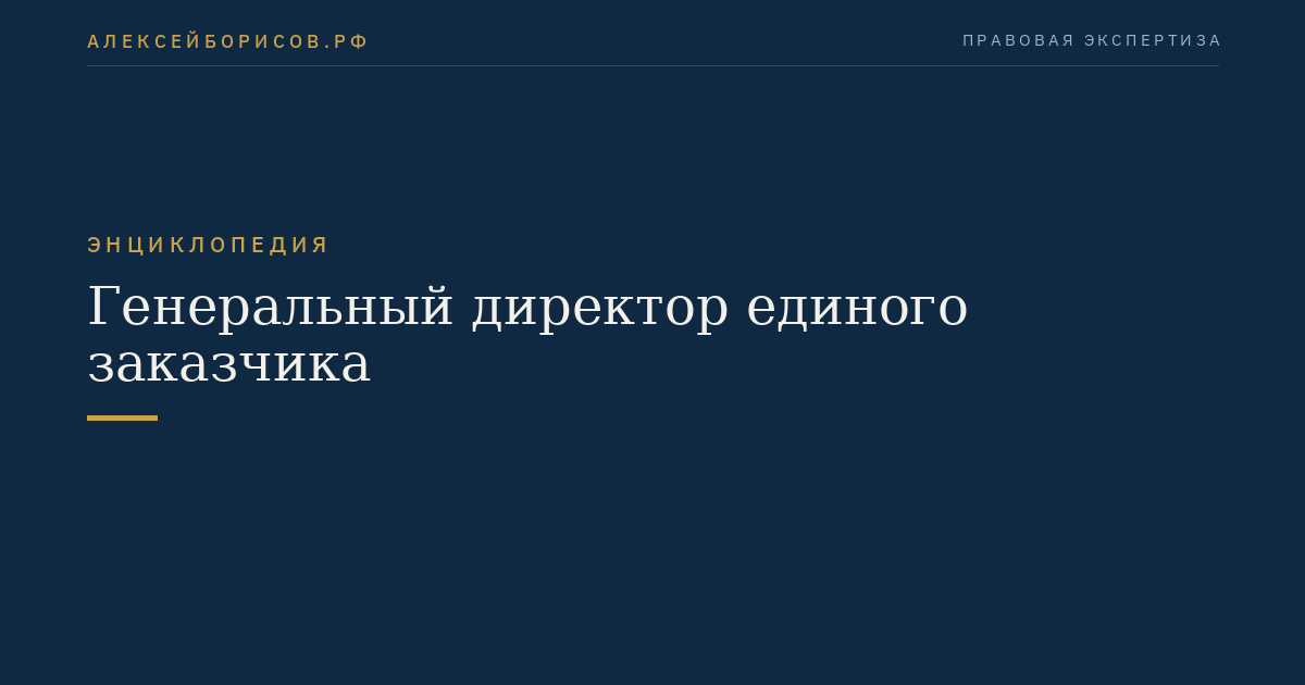 Генеральный директор единого заказчика