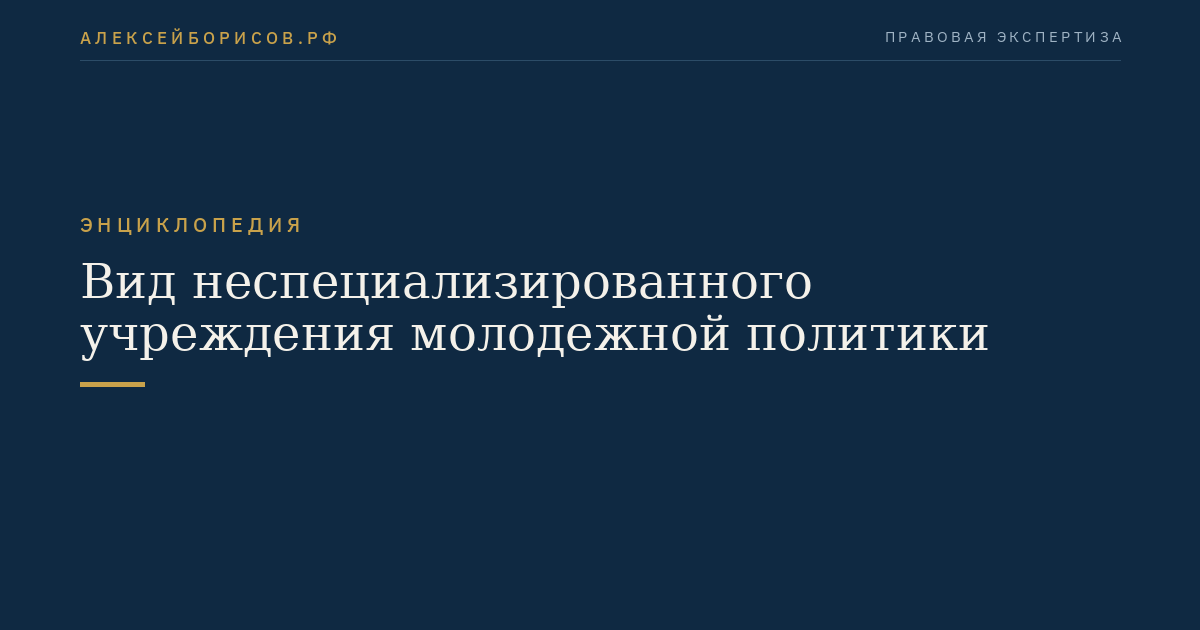 Вид неспециализированного учреждения молодежной политики