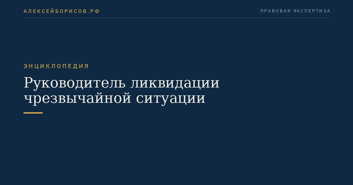 Руководитель ликвидации чрезвычайной ситуации