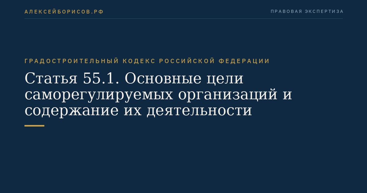 Статья 55.1. Основные цели саморегулируемых организаций и содержание их деятельности