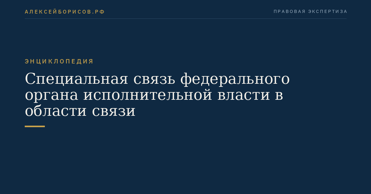 Специальная связь федерального органа исполнительной власти в области связи