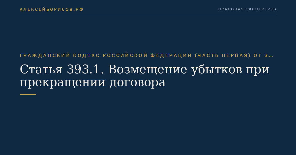 Статья 393.1. Возмещение убытков при прекращении договора
