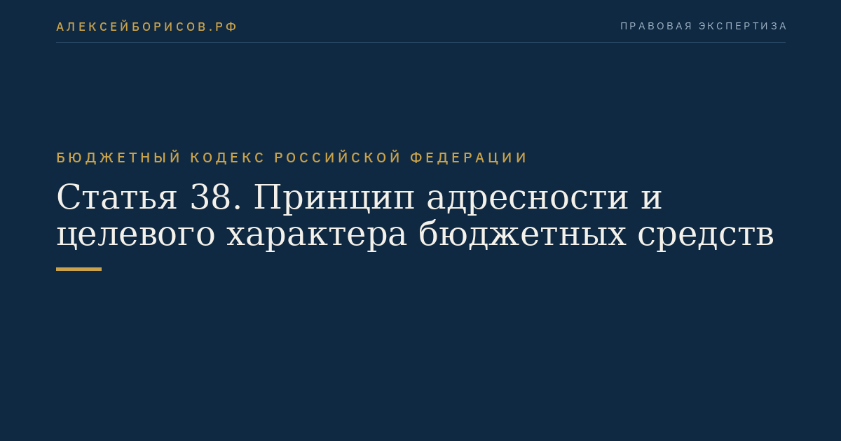 Статья 38. Принцип адресности и целевого характера бюджетных средств