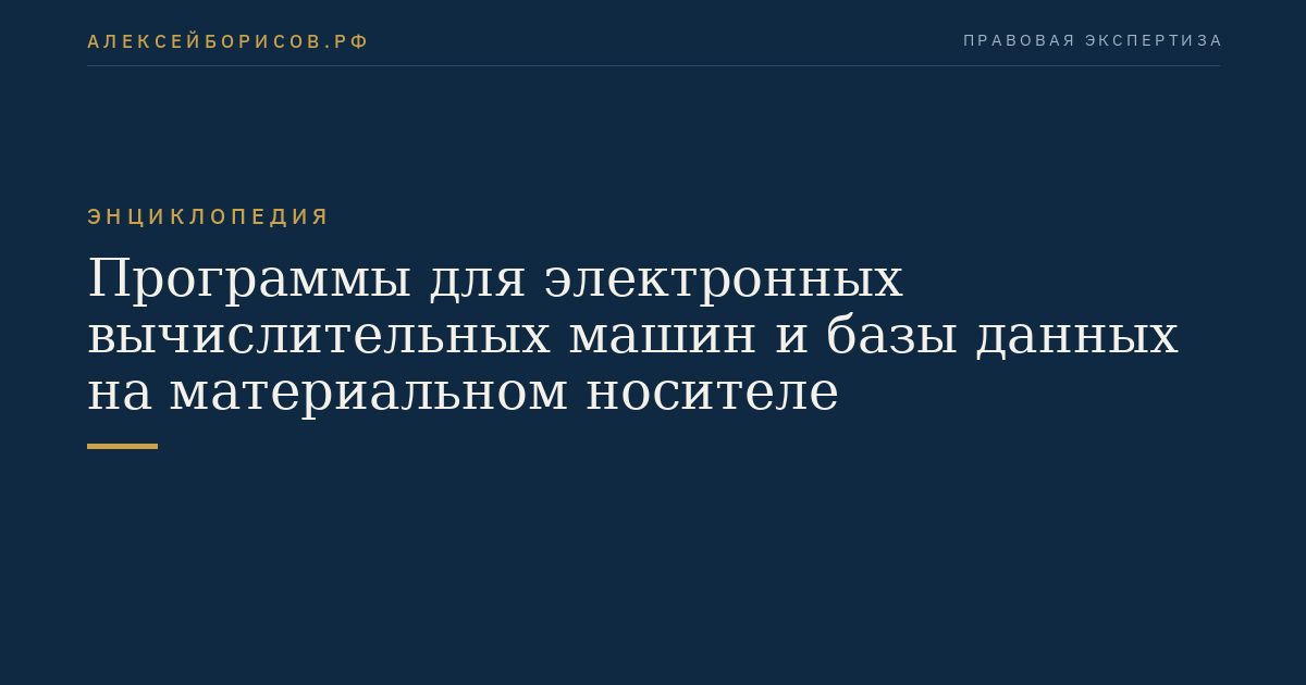 Программы для электронных вычислительных машин и базы данных на материальном носителе