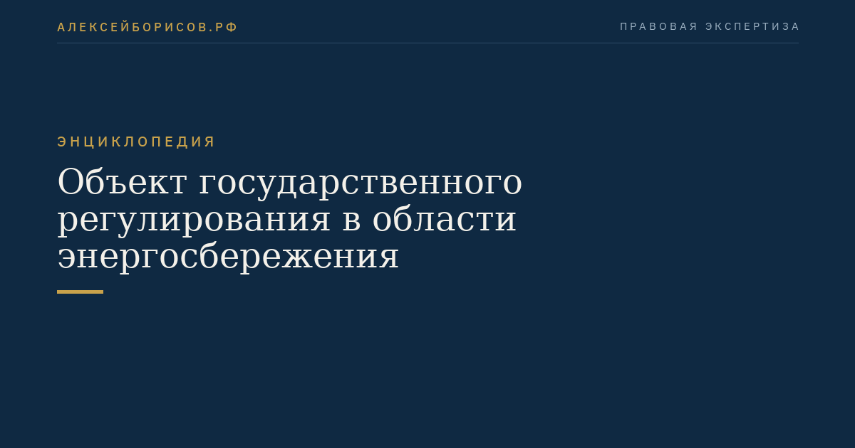 Объект государственного регулирования в области энергосбережения