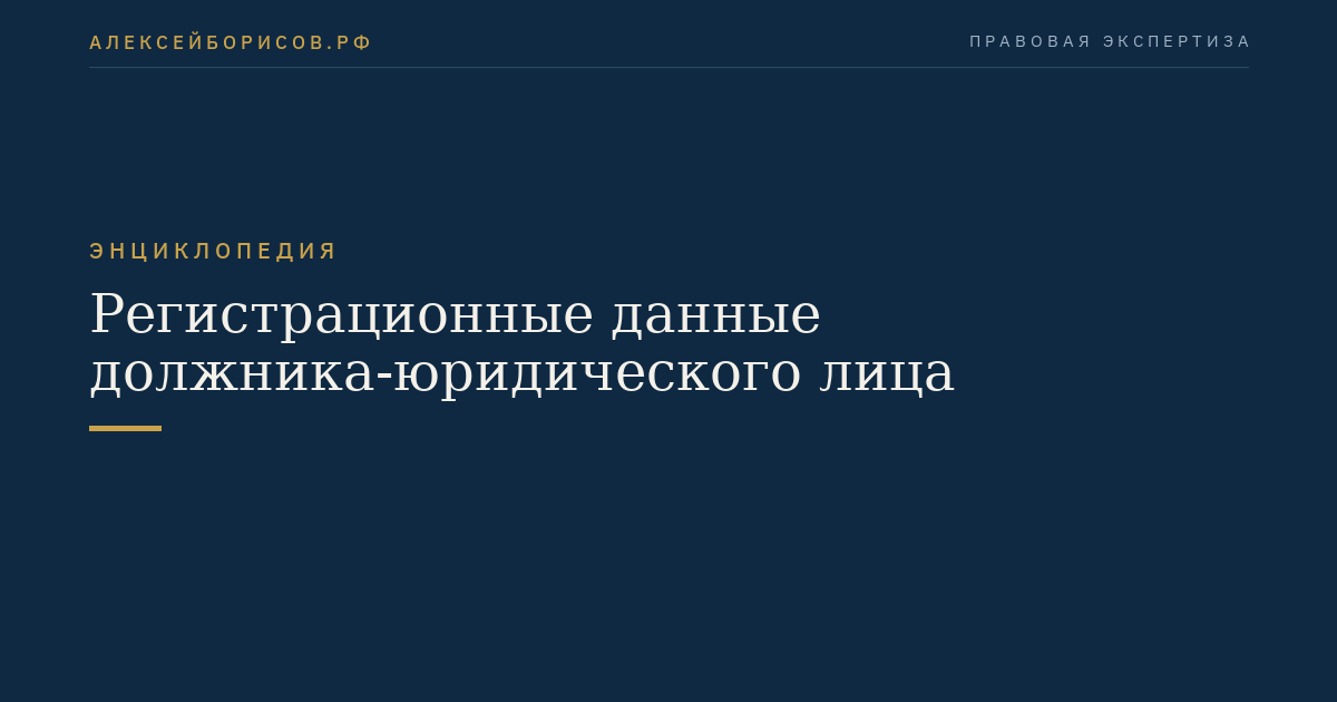Регистрационные данные должника-юридического лица