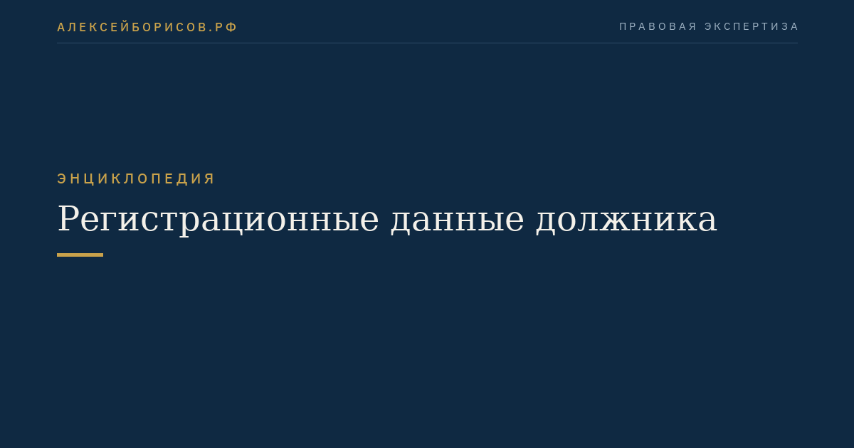Регистрационные данные должника