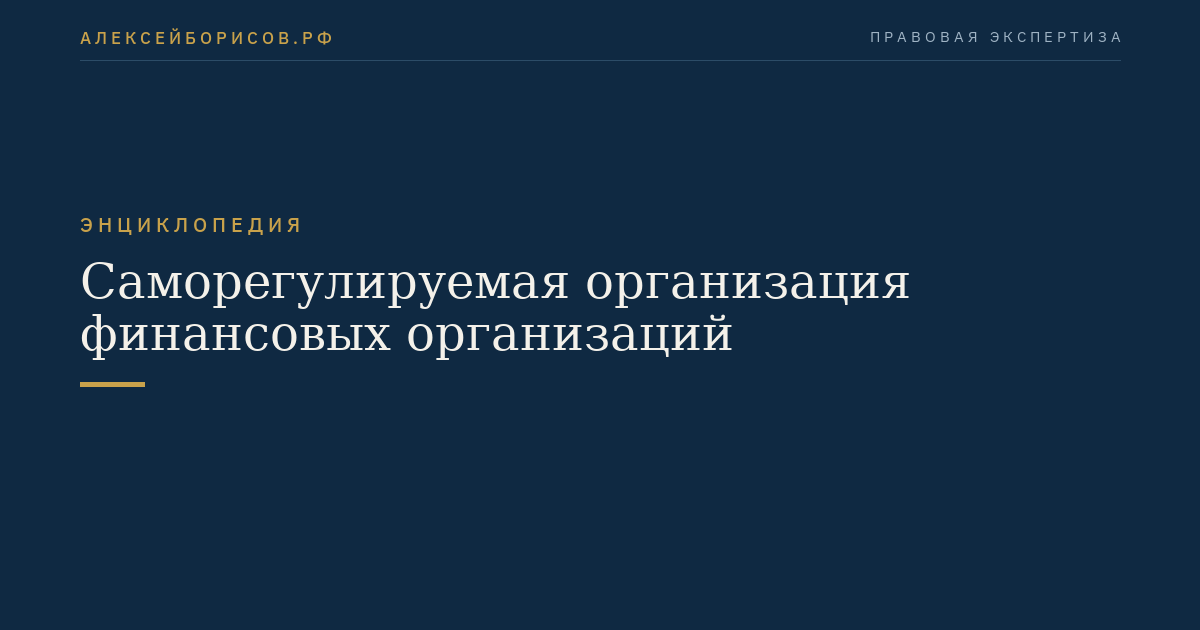 Саморегулируемая организация финансовых организаций