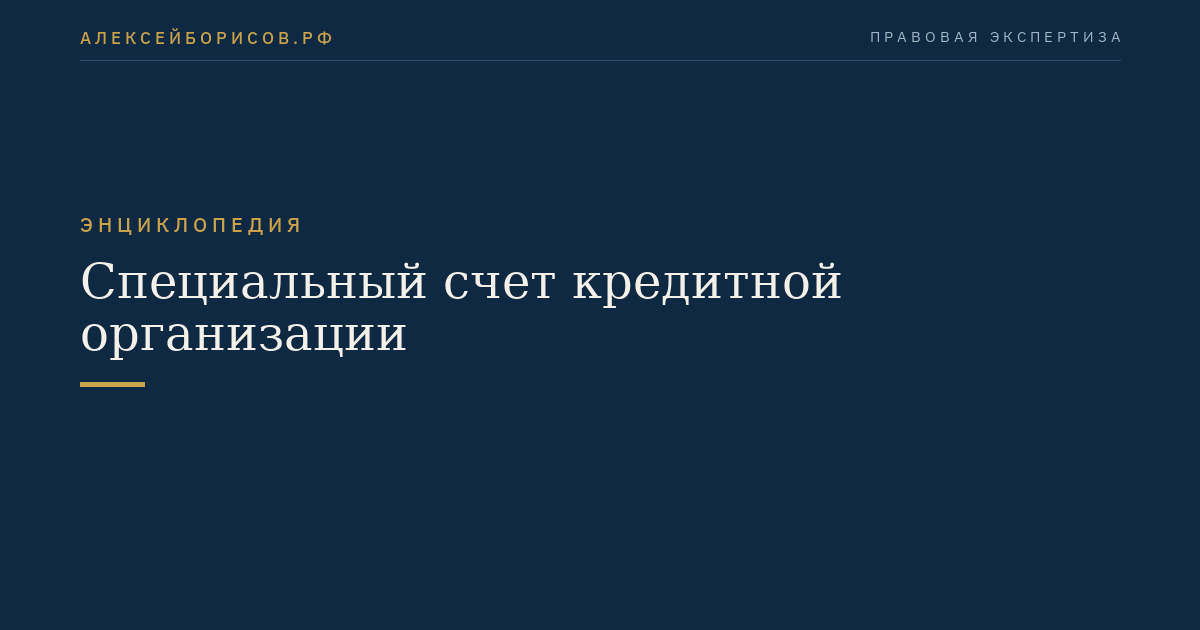 Специальный счет кредитной организации