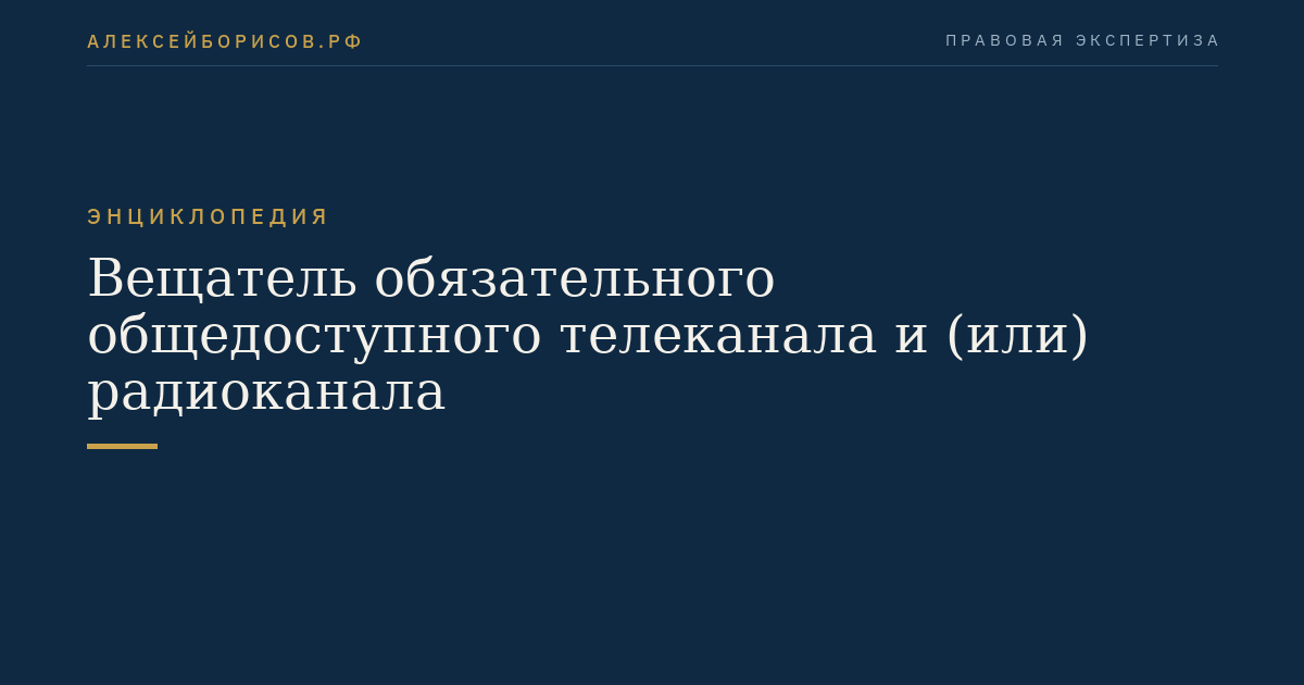 Вещатель обязательного общедоступного телеканала и (или) радиоканала