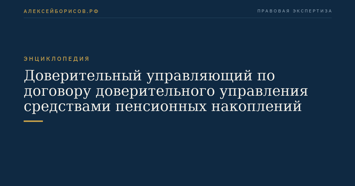 Доверительный управляющий по договору доверительного управления средствами пенсионных накоплений