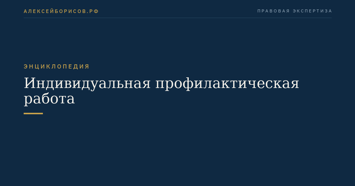 Индивидуальная профилактическая работа