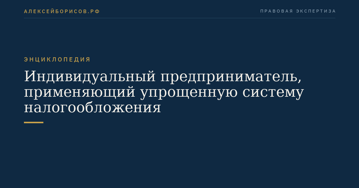 Индивидуальный предприниматель, применяющий упрощенную систему налогообложения