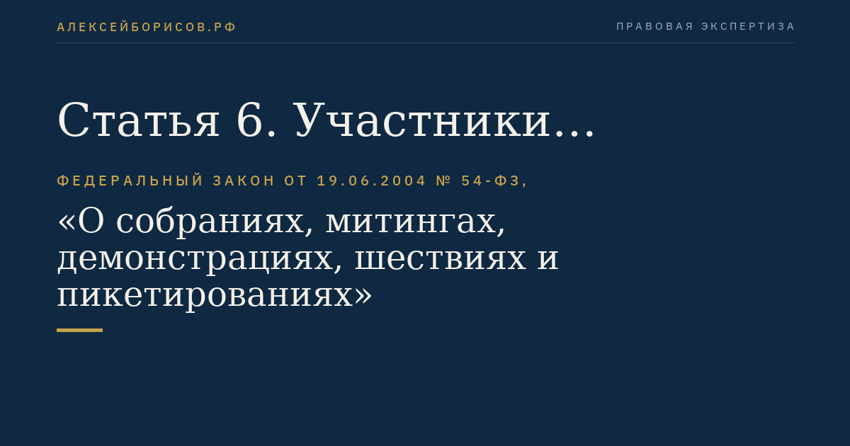 Статья 6. Участники публичного мероприятия