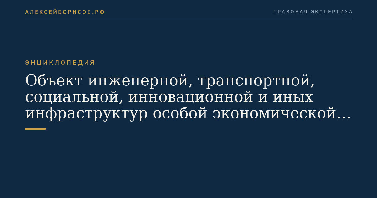 Объект инженерной, транспортной, социальной, инновационной и иных инфраструктур особой экономической зоны